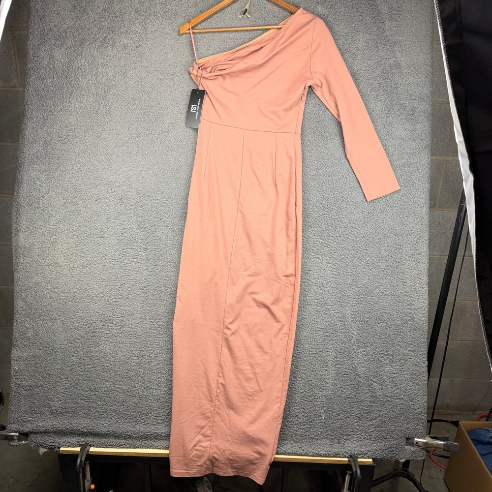 Sarin Mathews Womens One Shoulder Long Sleeve Maxi Dress Dusty Rose‎ Pink NWT